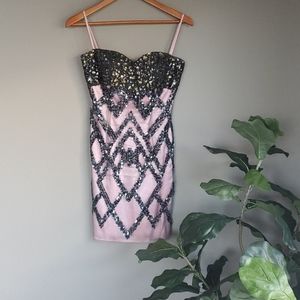 Jovan beaded cocktail dress